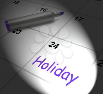 Holiday Calendar Displaying Rest Day And Break From Work