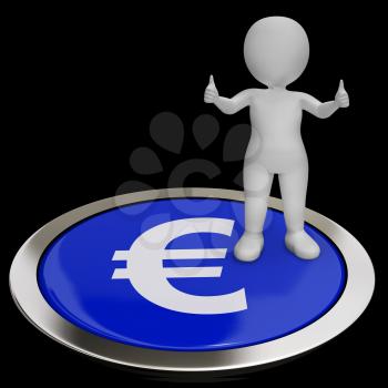 Euro Symbol Button Showing Money And Investments
