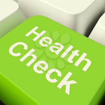 Health Check Computer Key In Green Showing Medical Examinations