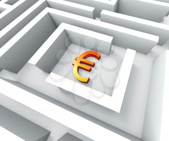 Euro Currency In Maze Shows Euros Credit Crisis