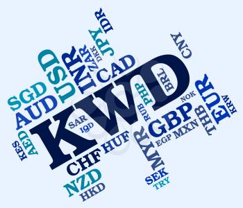 Kwd Currency Indicating Kuwait Dinar And Word