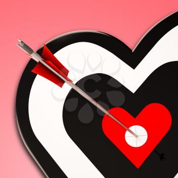 Target Heart Shows Passion And Success In Love