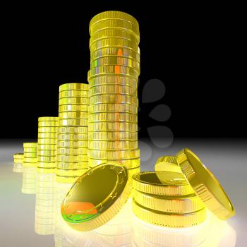 Pile Of Coins Showing Successful Business Or Profits