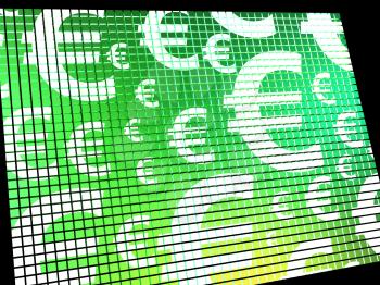 Euro Symbols On Computer Screen Showing Money And Investments