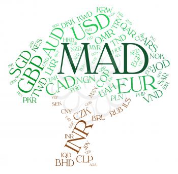 Mad Currency Representing Morocco Dirham And Wordcloud