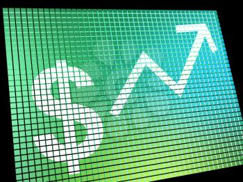 Dollar Sign And Up Arrow Monitor As Symbol For Earnings Or Profits
