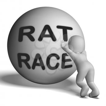 Rat Race Uphill Character Showing Hectic Work Competition