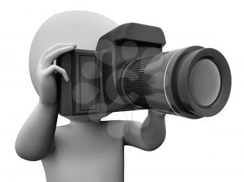 Photo Character Showing Taking An Image Dslr And Photograph