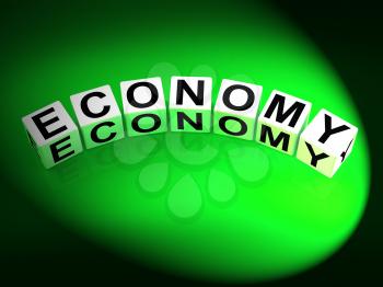 Economy Dice Showing Monetary and Economic Predictions