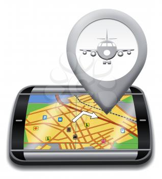 Airport Gps Device Shows Landing Strip Map 3d Illustration