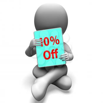 Ten Percent Off Tablet Meaning 10% Discount Or Sale Online