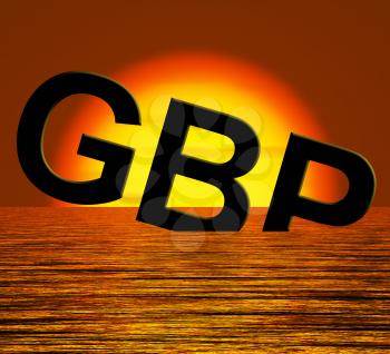 Gbp Word Sinking And Sunset Showing Depression Recession And Economic Downturns