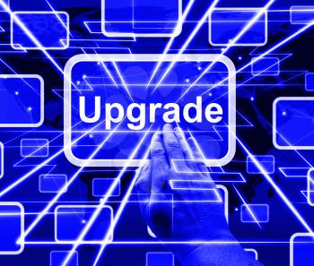 Upgrade Button Showing Software Updates To Improve Applications 3d Illustration