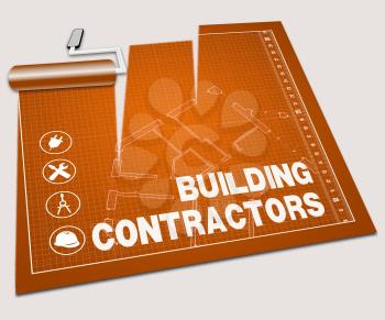 Building Contractors Paint Roller Shows Construction Companies 3d Illustration