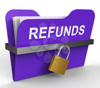 Refunds Folder With Padlock Means Money Back 3d Rendering