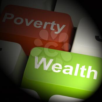 Poverty And Wealth Computer Keys Showing Rich Against Poor 3d Rendering