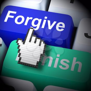 Punish Forgive Computer Showing Punishment or Forgiveness 3d Rendering