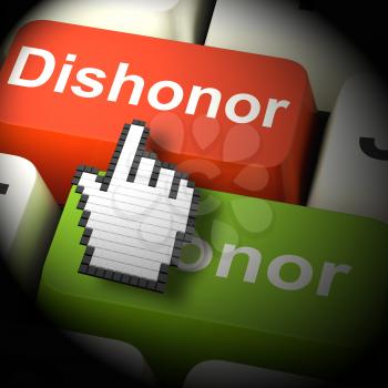 Dishonor Honor Computer Showing Integrity And Morals 3d Rendering