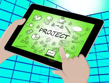 Project Icons Tablet Representing Task Plan Or Programme 3d Illustration