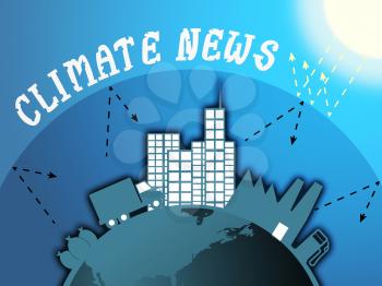 Climate News Around City Shows Environment Headlines 3d Illustration