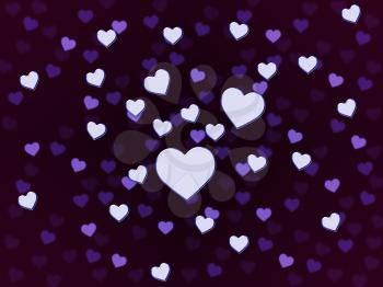 Purple Hearts Background Showing Romantic And Passionate Wallpaper