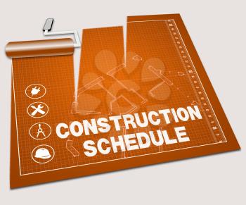 Construction Schedule Paint Roller Shows Building Timetable 3d Illustration