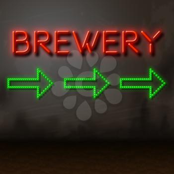 Brewery Neon Sign Directs To Brewing Factory Manufacturing