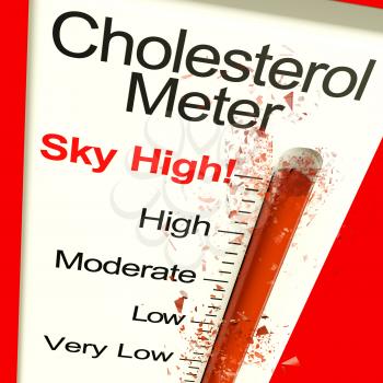 Cholesterol Meter High Thermometer Showing Unhealthy Diet 3d Rendering