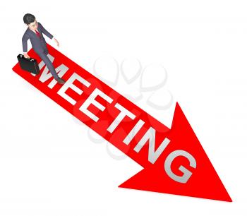 Meetings Character On Arrow Means Talk Discussion 3d Rendering