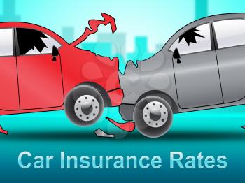 Car Insurance Rates Crash Showing Policy 3d Illustration