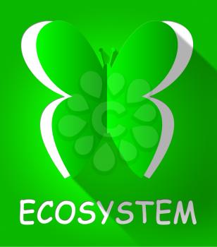 Ecosystem Butterfly Cutout Shows Eco Systems 3d Illustration