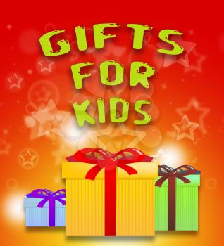 Gifts For Kids Giftboxes Shows Children's Presents 3d Illustration