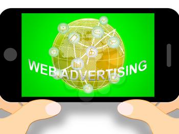 Web Advertising Mobile Phone Showing Site Marketing 3d Illustration
