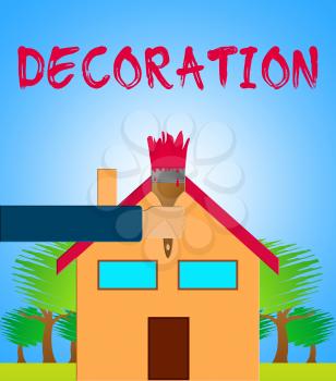 Home Decoration Paintbrush Means House Painting 3d Illustration