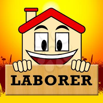 House Laborer Showing Building Worker 3d Illustration