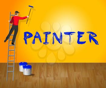 Home Painter Showing House Painting 3d Illustration