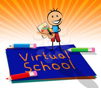 Virtual School Paper Displays Learning And Education 3d Illustration