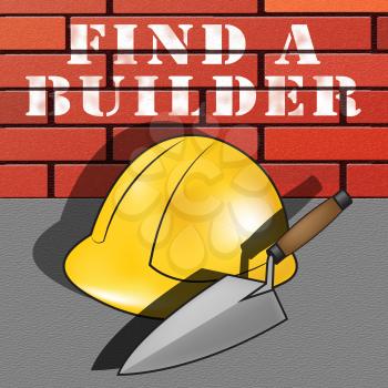Find A Builder Hat Represents Contractor Search 3d Illustration