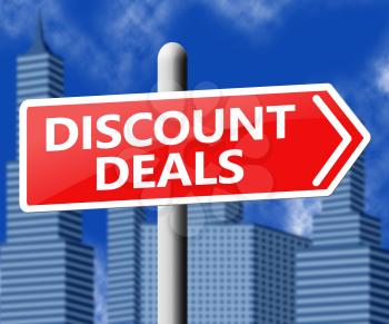 Discount Deals Sign Represents Bargains Discounts 3d Illustration