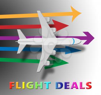 Flight Deals Plane Representing Airplane Sale 3d Illustration