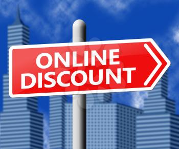 Online Discount Sign Showing Web Reductions 3d Illustration