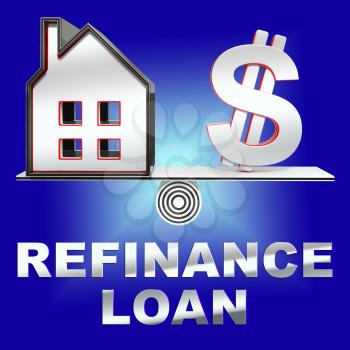 Refinance Loan House Represents Equity Mortgage 3d Rendering
