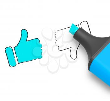 Thumbs Up Displays Approved Status 3d Illustration