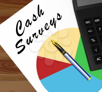 Cash Surveys Graph Meaning Paid Survey 3d Illustration