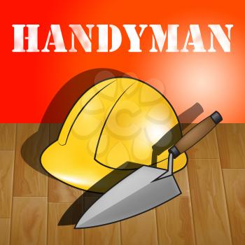 House Handyman Builders Hat Representing Home Repairman 3d Illustration