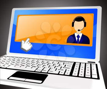 Helpdesk Voip Laptop With Blank Space 3d Illustration