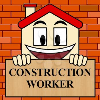 Construction Worker Showing Building Laborer 3d Illustration