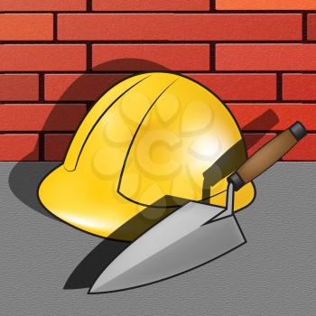 House Builder Hat Indicating Real Estate 3d Illustration