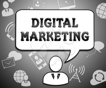 Digital Marketing Icons Showing Market Promotions 3d Illustration