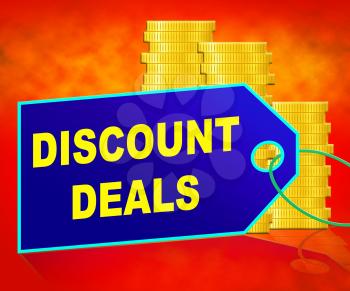 Discount Deals Coins Representing Bargains Discounts 3d Illustration